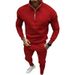 Men's Solid Color Casual And Fleece Warm Zip Tracksuit_viptrois.com