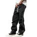 Men's Quick-Dry Casual Pants With Stripes Outdoor Durable Straight-Leg Athletic Trousers For Summer_viptrois.com