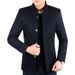 Men's Wool Blend Business Jacket – Wrinkle-Free Winter Overcoat With Multiple Pockets, Slim Fit & Warm Lining_viptrois.com