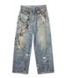 AC Style Graffiti Print Metal Decor Jeans – Unisex Distressed Denim Pants With Patchwork (S-XXXL)_viptrois.com