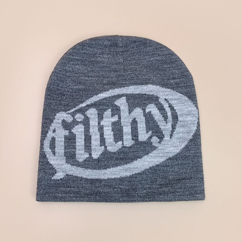 Retro Filthy Letter Beanie - Unisex Knit Hat For Hip-Hop & Street Style - Warm & Stylish In 19 Color Options (54-62cm)_viptrois.com