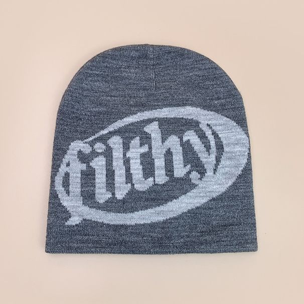 Retro Filthy Letter Beanie - Unisex Knit Hat For Hip-Hop & Street Style - Warm & Stylish In 19 Color Options (54-62cm)_viptrois.com