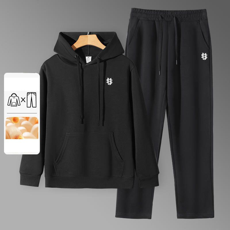 Men's Clothing Men's 320g Chinese Cotton New Hooded Sweatshirt And Sweatpants Casual Outdoor Sports Suit With US Letter Embroidery_viptrois.com