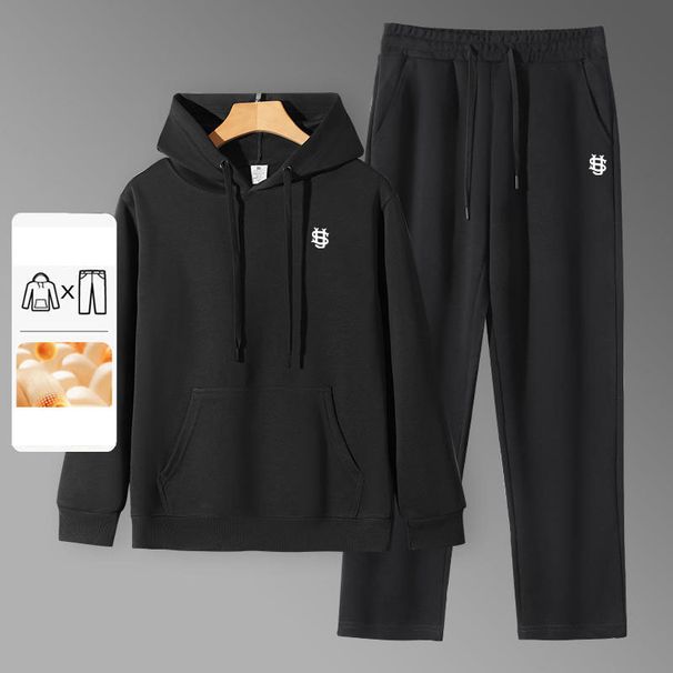 Men's Clothing Men's 320g Chinese Cotton New Hooded Sweatshirt And Sweatpants Casual Outdoor Sports Suit With US Letter Embroidery_viptrois.com