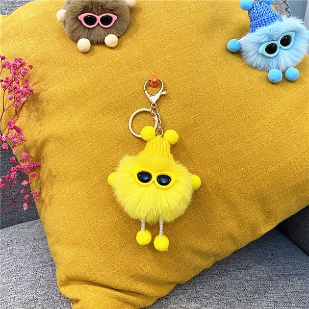 Bag Charm Celebrity Small Coal Ball Keychain Cute Cartoon Plush Bag Fur Ball Doll Pendant Car Key Chain Ring Accessories_viptrois.com