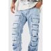 "Men's Elastic Patchwork Straight Leg Jeans – Light Blue, Pink, Bluish & Khaki (Sizes S-XXL)"_viptrois.com