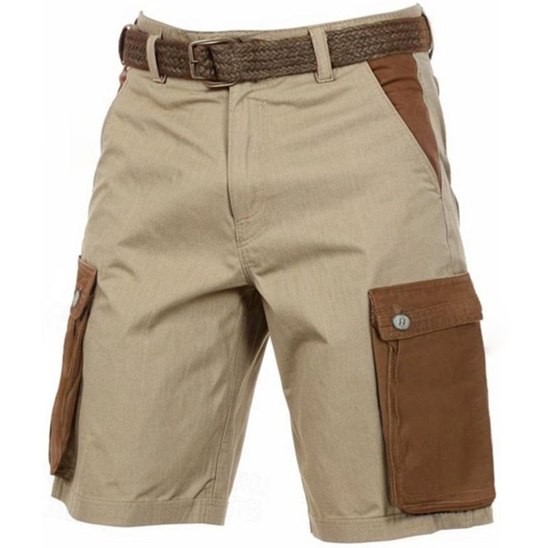 Men's Linen Summer Shorts - Patchwork Design With Multiple Pockets Comfortable Breathable Casual Shorts_viptrois.com