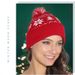Cross-border Hot Jacquard Christmas Hat Fur Ball Fold New Year Gift Winter Warm Pullover Knitted Hat_viptrois.com