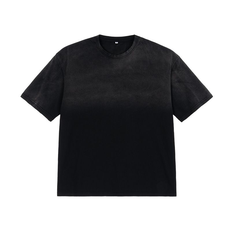 Men's Clothing Casual Street Washed Gradient T Shirt 100% Cotton Vintage Distressed T Shirt High Quality Sprayed Monkey Gradient Faded Short Sleeves_viptrois.com