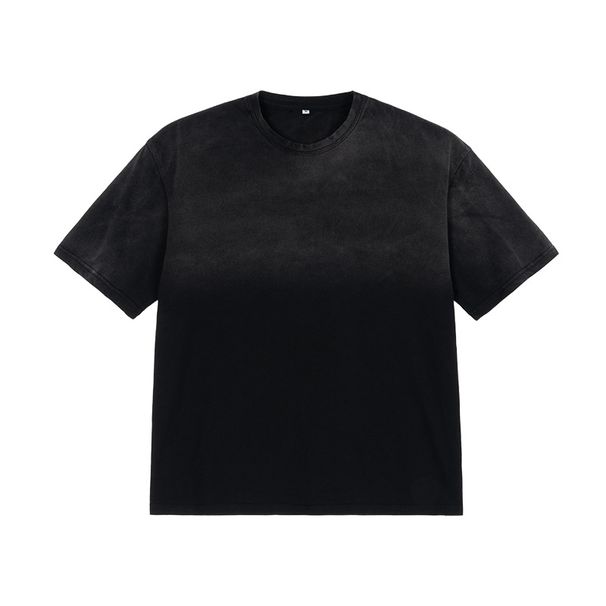 Men's Clothing Casual Street Washed Gradient T Shirt 100% Cotton Vintage Distressed T Shirt High Quality Sprayed Monkey Gradient Faded Short Sleeves_viptrois.com