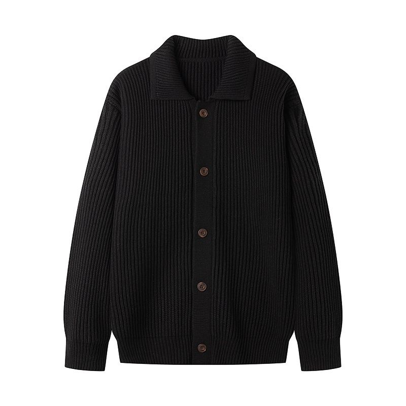 Men's Oversized Shawl Collar Cardigan, Cotton-Blend Knit Sweater, Loose Fit Casual Coat, Black/Khaki/Coffee/Dark Grey, M-4XL_viptrois.com