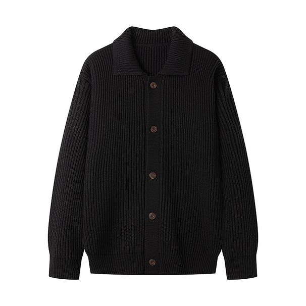 Men's Oversized Shawl Collar Cardigan, Cotton-Blend Knit Sweater, Loose Fit Casual Coat, Black/Khaki/Coffee/Dark Grey, M-4XL_viptrois.com