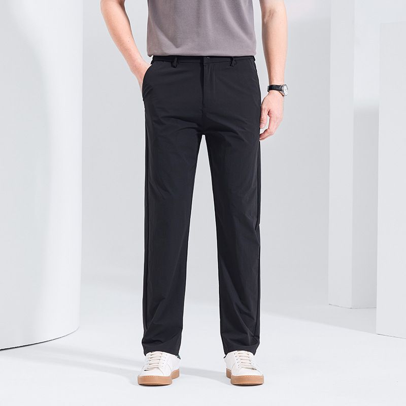 Men's Summer Slim Fit Stretch Dress Pants - Lightweight Breathable Office & Casual Trousers With Comfortable Elastic Waistband_viptrois.com
