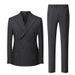 Men's Clothing Casual Slim Gray Striped Studio Photography Wedding Suit Two Piece Set_viptrois.com