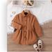 Factory Direct Wholesale Spring New Waist Pleated Long Sleeved Shirt Dress Commuting Solid Color Short Skirt_viptrois.com