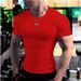 Men's Fitness Clothes Summer Sports Quick Drying Stretch Tights Short Sleeved Sweat Absorbent Training T Shirt Running Fitness Tops_viptrois.com