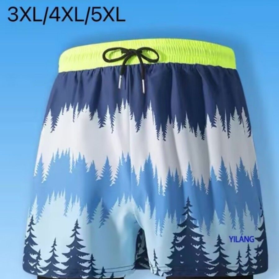 Men's Clothing Men's Double Layer Plus Size Drawstring Swimming Trunks Pool Beachwear To Prevent Embarrassment_viptrois.com