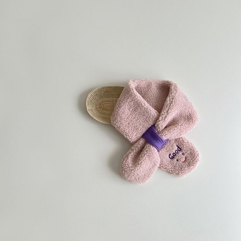Unisex Children's scarf winter smiling face color ins lamb fur baby neck_viptrois.com