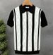 Striped Collared Short Sleeved Knit Sweater Thin Style Summer Men's Top_viptrois.com