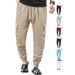 Men's Clothing Men's Summer Thin Loose Breathable Micro Elastic Drawstring Linen Checkered Men's Casual Pants Overalls_viptrois.com