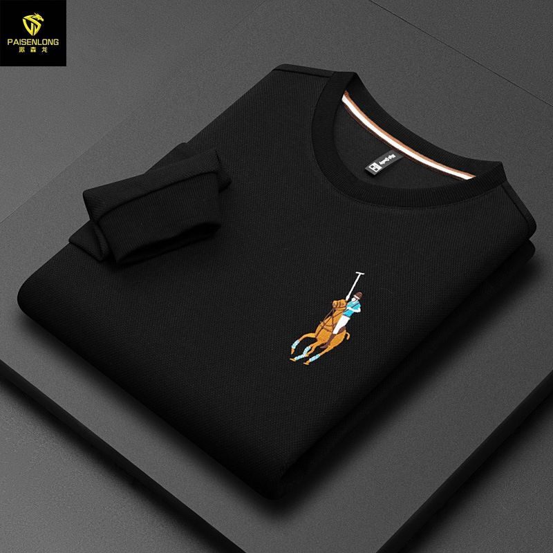 Autumn/Winter Thick Paul Waffle Sweater Men's Embroidery Loose Hatless Men's Round Neck T-shirt Underlay_viptrois.com
