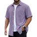 Men's Dark Gray Corduroy Shirt Short Sleeve Cardigan Top Retro Style Versatile Breathable Textured New_viptrois.com
