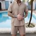 Men's Clothing Summer New Style Henry Stand Up Collar Open Tube Sports Breathable Casual Men's Suit_viptrois.com