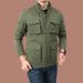 Men's Casual Workwear Jacket With Multiple Pockets, Stand Collar Water-Resistant & Durable, Relaxed Fit (Black/Khaki/Army Green/Gray) - Sizes M To 5XL_viptrois.com