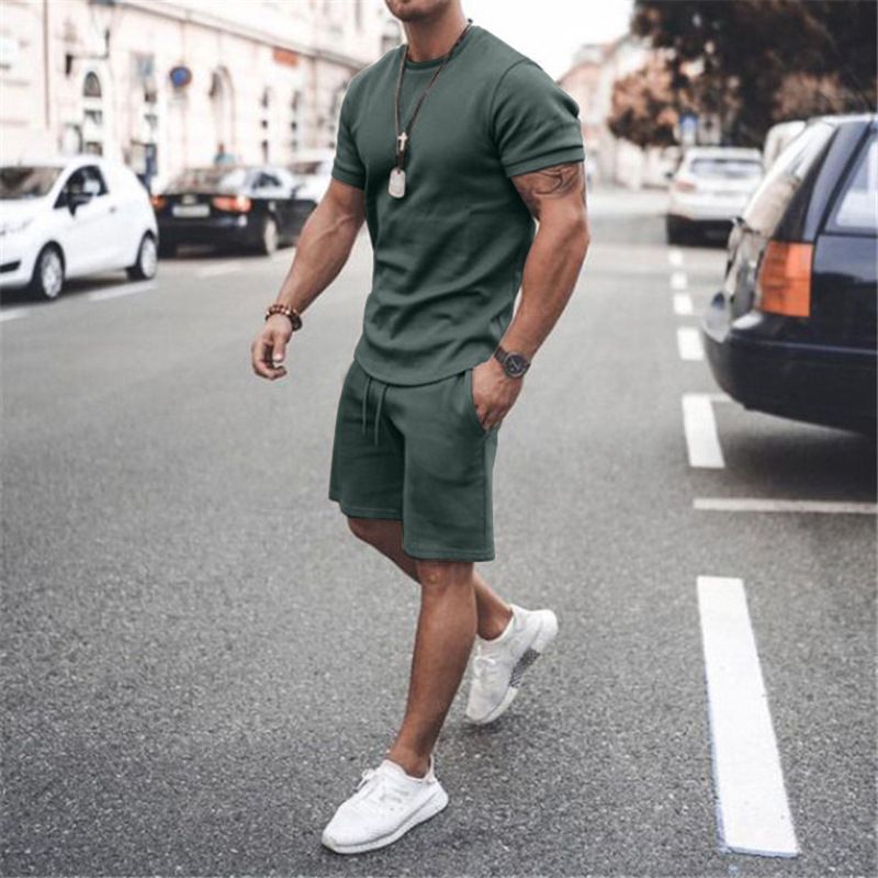 Men's Clothing Casual Sports Suit Short-Sleeved Shorts_viptrois.com
