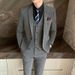 CT Men's Groomsmen Outfit Casual Three-Piece Set Black Business Professional Suit_viptrois.com
