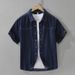 Retro Denim Short Sleeved Shirt, Fashionable And Versatile, Artistic And Casual Loose Top, Men's Clothing_viptrois.com