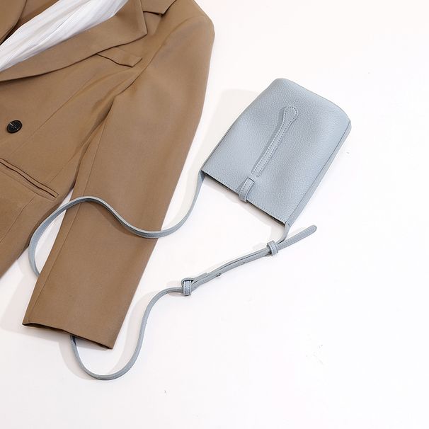 Women's Bucket Bag Can Double Back Leather Texture Soft Leather Crossbody Bag Bucket Bag Female Mobile Phone Bag_viptrois.com