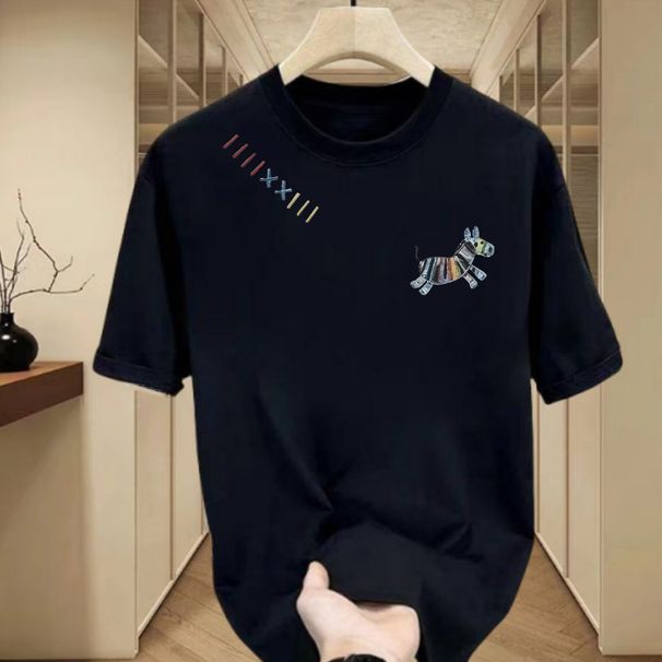 Men's Casual Short Sleeve T-Shirt round Neck Breathable Top for Daily Streetwear And Hip Hop Style_viptrois.com