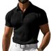 High-end Waffle Lapel Men's T-shirt Collar Summer Solid Color New Heavy Short Sleeve_viptrois.com