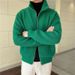 Pure European And American Style Simple High-End Green Stand Knitted Cardigan Winter Half-High Collar Sweater Men's Jacket_viptrois.com