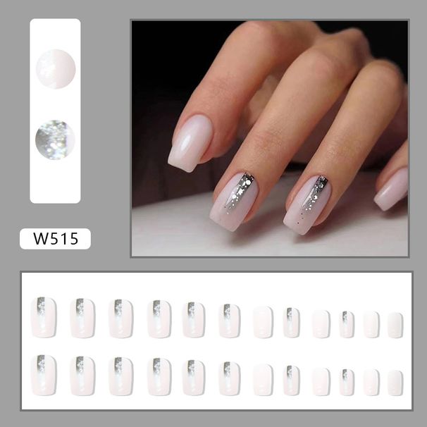 Simple Square Nail Black Gradient Glitter Powder Nail Piece Powder Transparent Fashion Ins Style Wear Armor_viptrois.com