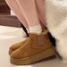 Large-size platform snow boots women's winter short tube lazy man with a slip-on warm cotton shoes_viptrois.com