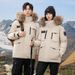 Men's Clothing Premium Thick White Duck Down Parka For Men & Women, Winter Long Coat With Fur Hood, Fashionable Unisex Outerwear (Black/Beige)_viptrois.com