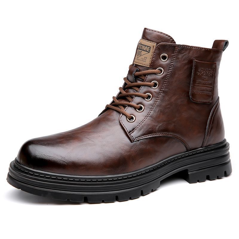 European Warm Series Winter Martin For Men New Business Casual Genuine Leather Wool Warm High-top Snow Boots Men's Cotton Shoes_viptrois.com