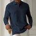 Men's Long Sleeve Polo Shirt Textured Fabric Casual Slim Fit Breathable Comfortable For Spring Autumn Workout Office Travel_viptrois.com