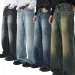 Jeans Men Wide Leg Long Pants Denim Pants Loose Casual Regular Straight Pants ONE Line Splice Button Bag Autumn Winter 2025_viptrois.com
