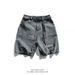 Men's Clothing Straps Washed Distressed Denim Shorts Men's Summer Hip Hop Loose Casual Workwear Shorts_viptrois.com