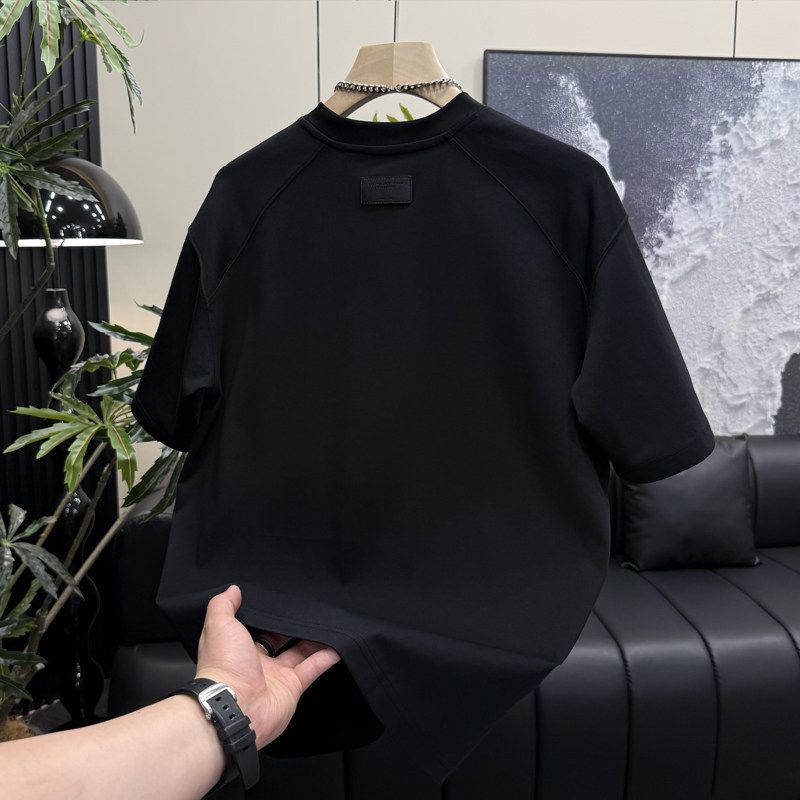 Men's Clothing Men's Short Sleeved T-Shirt Round Neck Casual Summer Top Trendy Loose Base Shirt Simple Design_viptrois.com