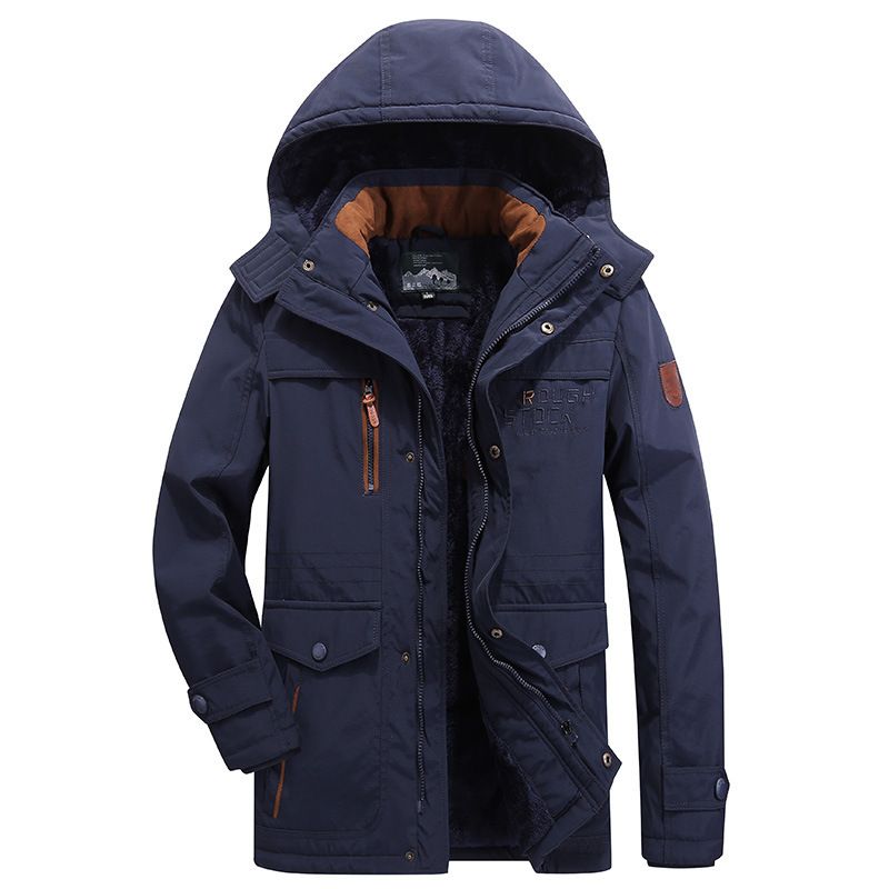 Men's cotton-padded coat men's long winter coat with wool thickened middle-aged cotton-padded jacket winter men's coat_viptrois.com