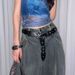 Instagram five pointed star studded waistband, women's pants with punk style circular flying ring design belt_viptrois.com