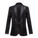 Men's Clothing Fashionable Black Satin Sequin Slim Fit Green Fruit Collar Suit Jacket Host Singer Annual Meeting Performance Clothing Single Suit_viptrois.com