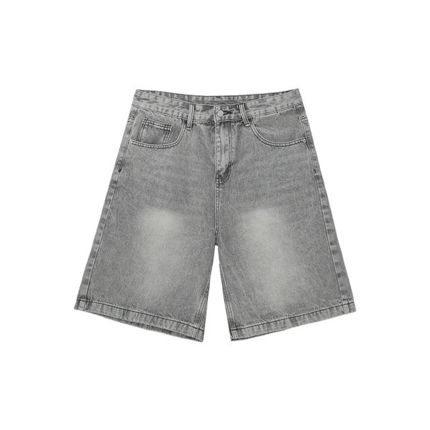 Men's Clothing Niche Old Washed High End Denim Shorts Men's Summer Slim Straight Shorts Retro Mid Length Pants_viptrois.com