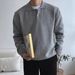 Autumn And Winter Henry Collar Knitted Sweater Men's Solid Color Lapel Jacket_viptrois.com