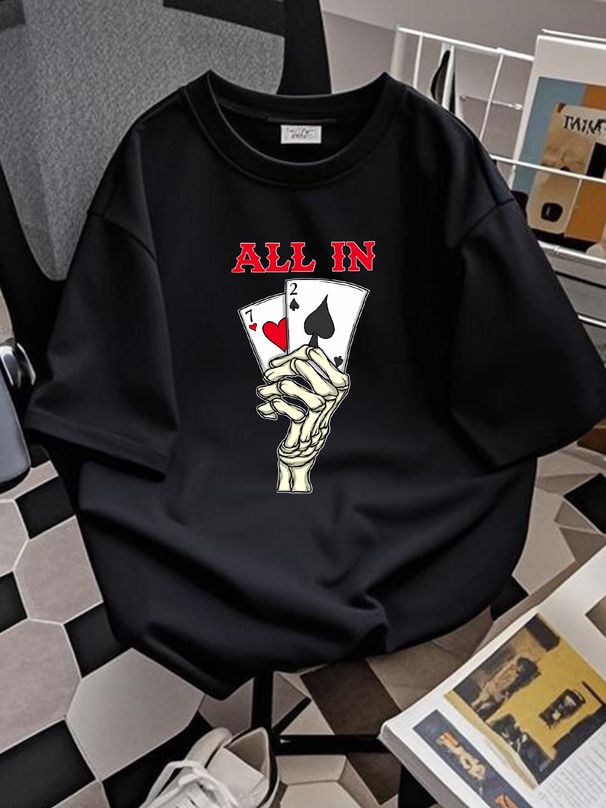 Poker Shirts 7 2 Skeleton Hand Texas Holdem All In Poker Player T-Shirt Soft Designer Clothes Comfortable Fashion Graphic Streetwear Slightly_viptrois.com
