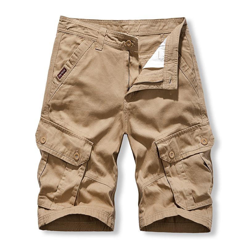 Men's Clothing Summer Trend Solid Color Overalls Shorts Men Loose Casual Pants Men Straight Leg All Match Six Point Sports Pants_viptrois.com
